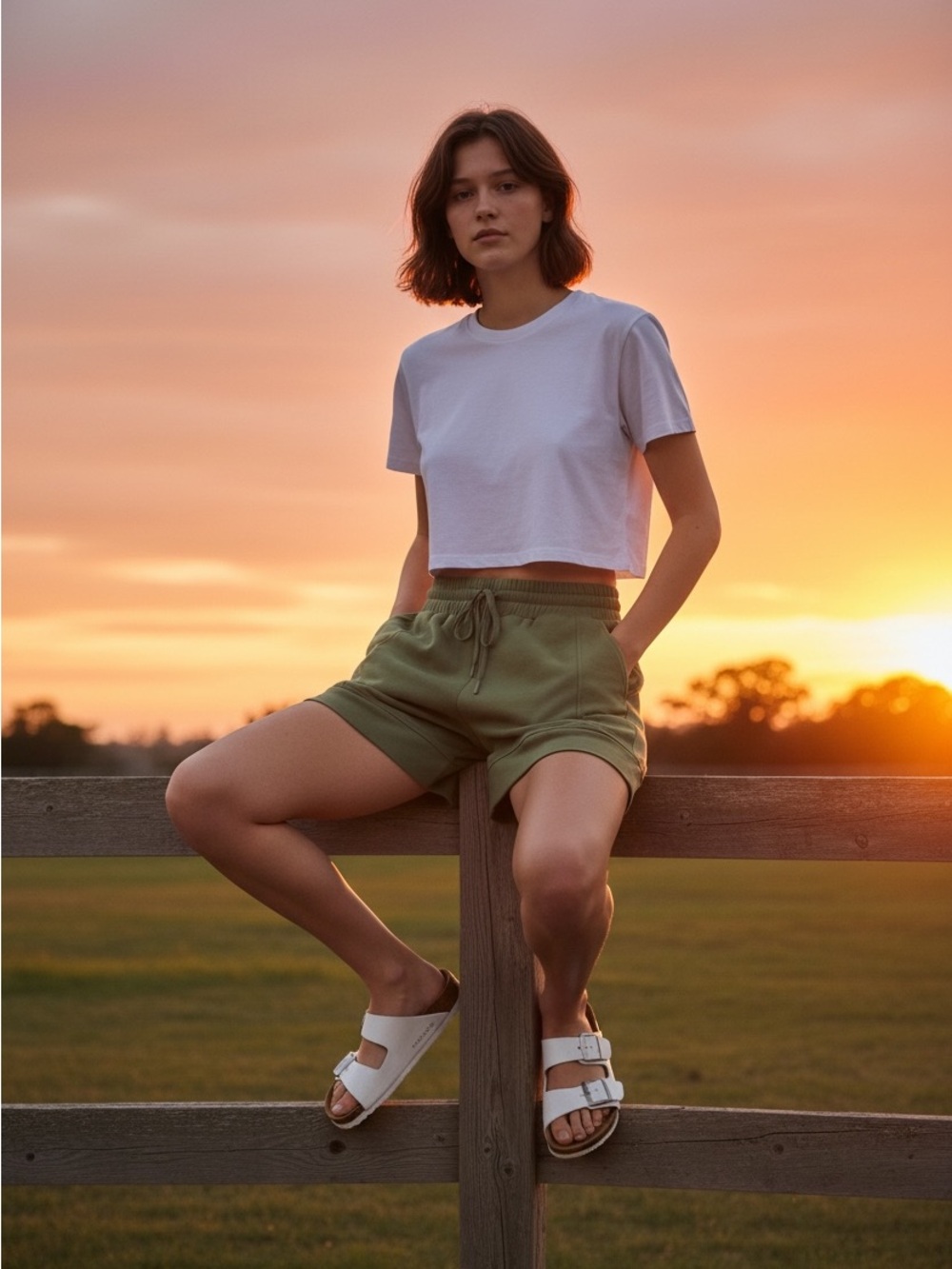 NEW! Umgee Olive Green Drawstring Athletic Lounge Shorts also has a matching top
